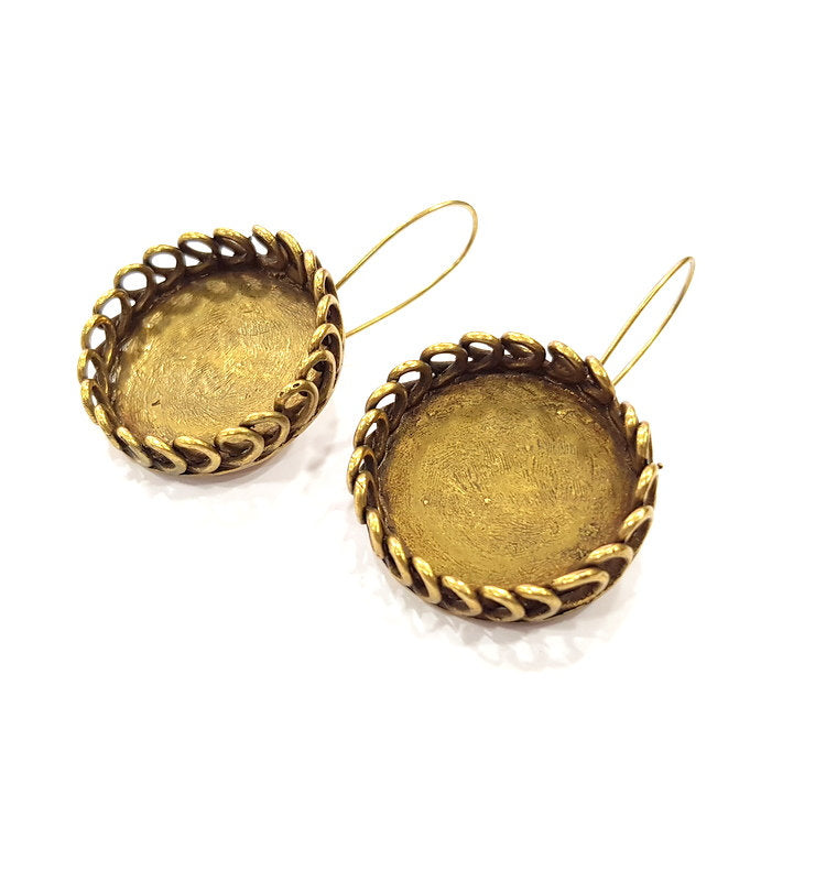 Earring Blank Backs Antique Bronze Resin Base inlay Cabochon Mountings Setting Antique Bronze Plated Brass (25mm blank) 1 pair G15578