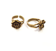 Rose Ring Blank Ring Setting Bezel Base Cabochon Mountings (6mm Blank) Antique Bronze Plated Brass G15579