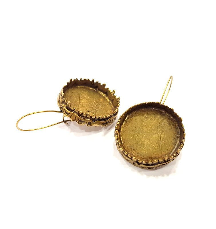 Earring Blank Backs Antique Bronze Resin Base inlay Cabochon Mountings Setting Antique Bronze Plated Brass (25mm blank) 1 pair G15582