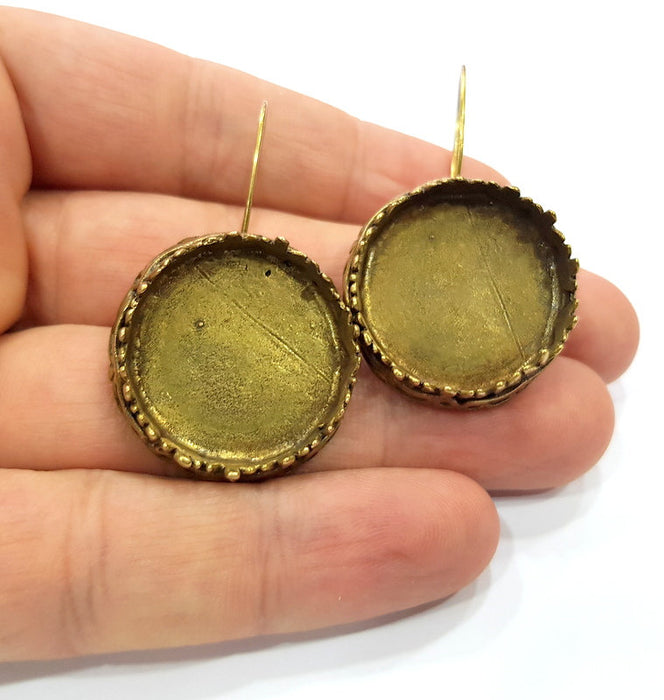 Earring Blank Backs Antique Bronze Resin Base inlay Cabochon Mountings Setting Antique Bronze Plated Brass (25mm blank) 1 pair G15582