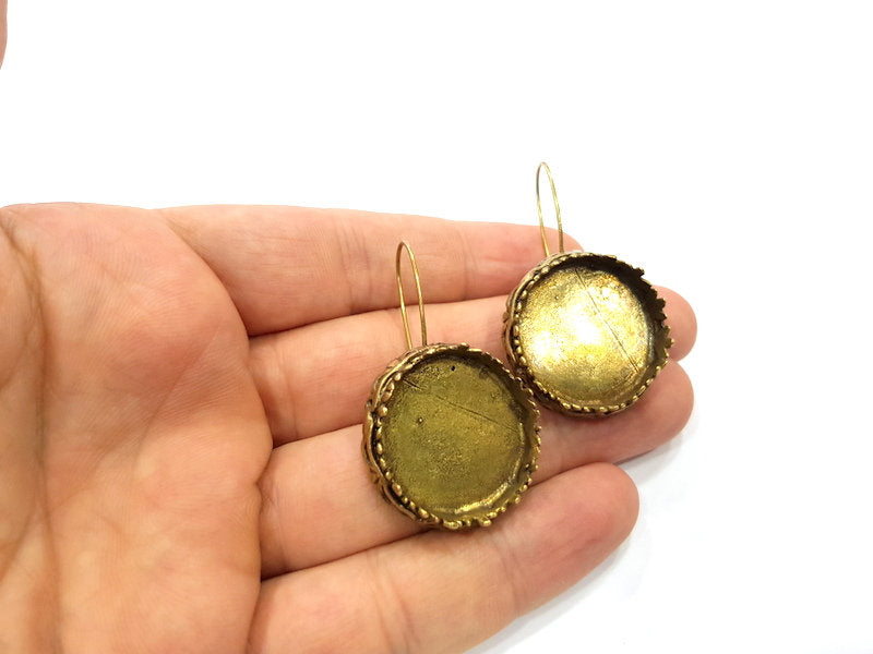 Earring Blank Backs Antique Bronze Resin Base inlay Cabochon Mountings Setting Antique Bronze Plated Brass (25mm blank) 1 pair G15582