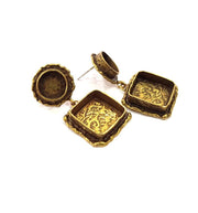 Earring Blank Backs Antique Bronze Resin Base inlay Cabochon Mountings Antique Bronze Plated Brass (10+15x15mm blank)  1 pair G15583
