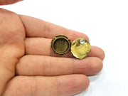Earring Blank Backs Antique Bronze Resin Base inlay Cabochon Mountings Setting Antique Bronze Plated Brass (14mm blank) 1 pair G15584