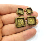 Earring Blank Backs Antique Bronze Resin Base inlay Cabochon Mountings Antique Bronze Plated Brass (10+15x15mm blank)  1 pair G15585