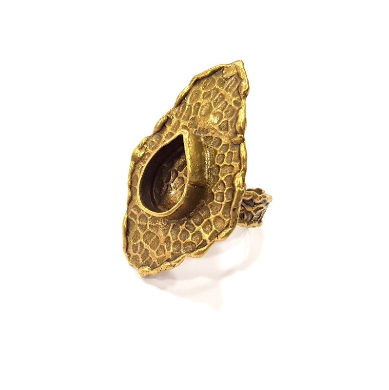Antique Bronze Ring Blank Ring Setting inlay Blank Mosaic Bezel Base Cabochon Mountings (14x10mm Blank)Antique Bronze Plated Brass G15587
