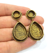Earring Blank Backs Antique Bronze Resin Base inlay Cabochon Mountings Antique Bronze Plated Brass (25x18+10mm blank)  1 pair G15588