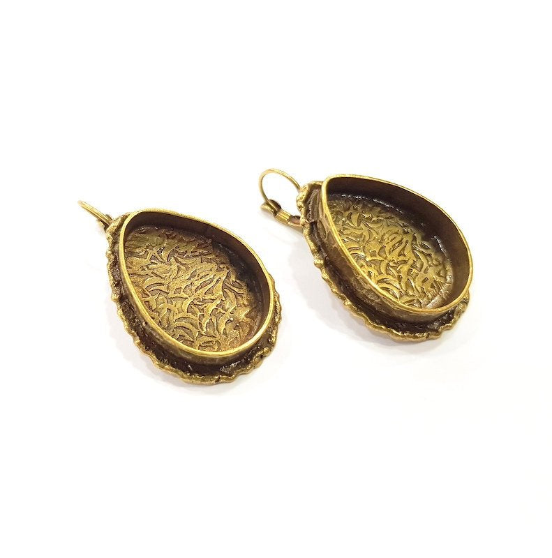 Earring Blank Backs Antique Bronze Resin Base inlay Cabochon Mountings Setting Antique Bronze Plated Brass (25x18mm blank) 1 pair G15592