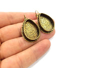 Earring Blank Backs Antique Bronze Resin Base inlay Cabochon Mountings Setting Antique Bronze Plated Brass (25x18mm blank) 1 pair G15592