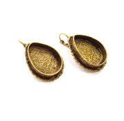 Earring Blank Backs Antique Bronze Resin Base inlay Cabochon Mountings Setting Antique Bronze Plated Brass (25x18mm blank) 1 pair G15592