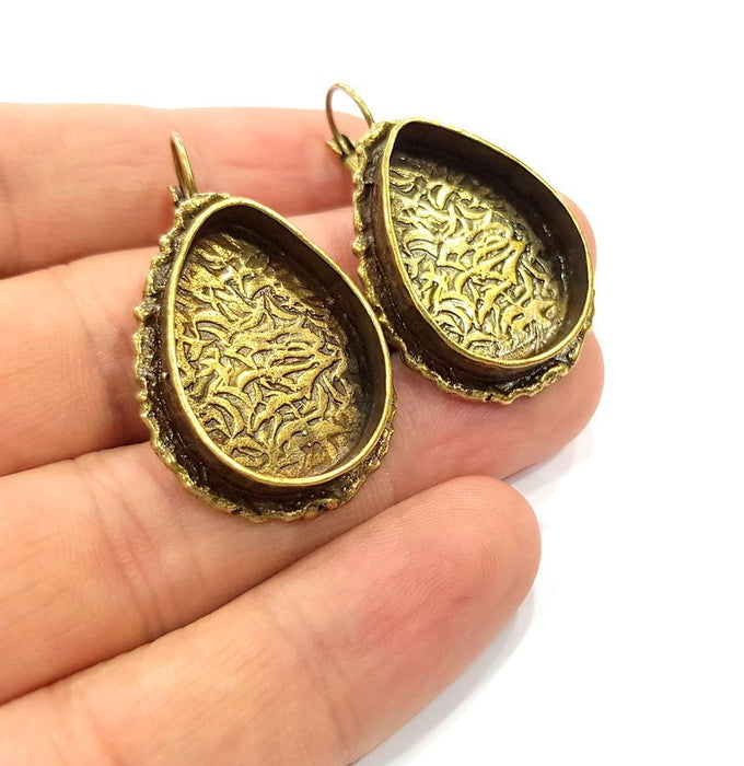 Earring Blank Backs Antique Bronze Resin Base inlay Cabochon Mountings Setting Antique Bronze Plated Brass (25x18mm blank) 1 pair G15592