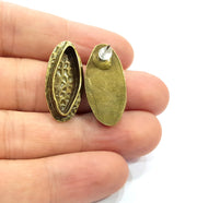 Earring Blank Backs Antique Bronze Resin Base inlay Cabochon Mountings Setting Antique Bronze Plated Brass (22x8mm blank) 1 pair G15594