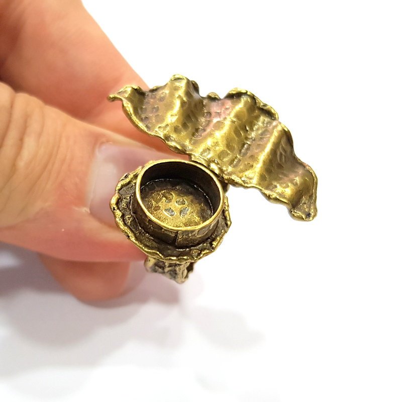 Antique Bronze Ring Blank Ring Setting inlay Blank Mosaic Bezel Base Cabochon Mountings (10mm Blank)Antique Bronze Plated Brass G15596
