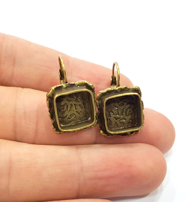 Earring Blank Backs Antique Bronze Resin Base inlay Cabochon Mountings Setting Antique Bronze Plated Brass (10mm blank) 1 pair G15600