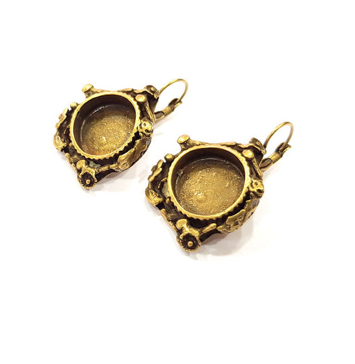 Earring Blank Backs Antique Bronze Resin Base inlay Cabochon Mountings Setting Antique Bronze Plated Brass (15mm blank) 1 pair G15601