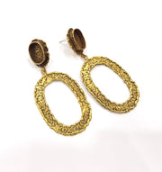 Earring Blank Backs Antique Bronze Resin Base inlay Cabochon Mountings Setting Antique Bronze Plated Brass (14x10mm blank) 1 pair G15604