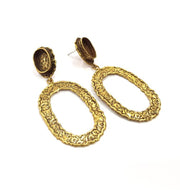 Earring Blank Backs Antique Bronze Resin Base inlay Cabochon Mountings Setting Antique Bronze Plated Brass (14x10mm blank) 1 pair G15604