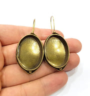 Earring Blank Backs Antique Bronze Resin Base inlay Cabochon Mountings Setting Antique Bronze Plated Brass (30x22mm blank) 1 pair G15605