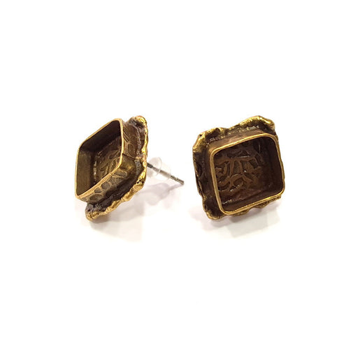 Earring Blank Backs Antique Bronze Resin Base inlay Cabochon Mountings Setting Antique Bronze Plated Brass (10mm blank) 1 pair G15607