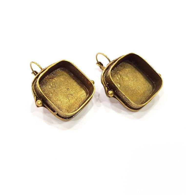 Earring Blank Backs Antique Bronze Resin Base inlay Cabochon Mountings Setting Antique Bronze Plated Brass (20mm blank) 1 pair G15611