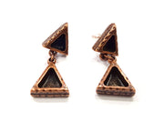 Triangle Earring Blank Backs Base Copper Resin Blank Cabochon Base inlay Mountings Antique Copper Plated (7x6+9x8mm ) 1 Pair G16400