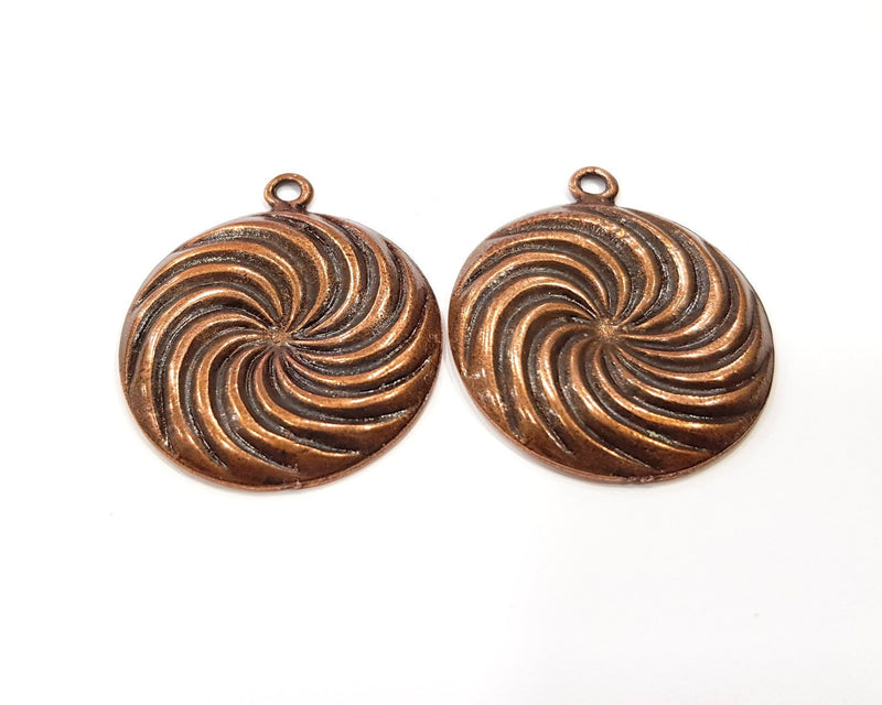 2 Spiral Charm Antique Copper Charm (34mm) G16405