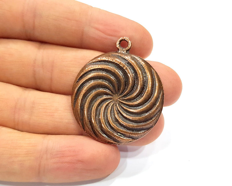 2 Spiral Charm Antique Copper Charm (34mm) G16405