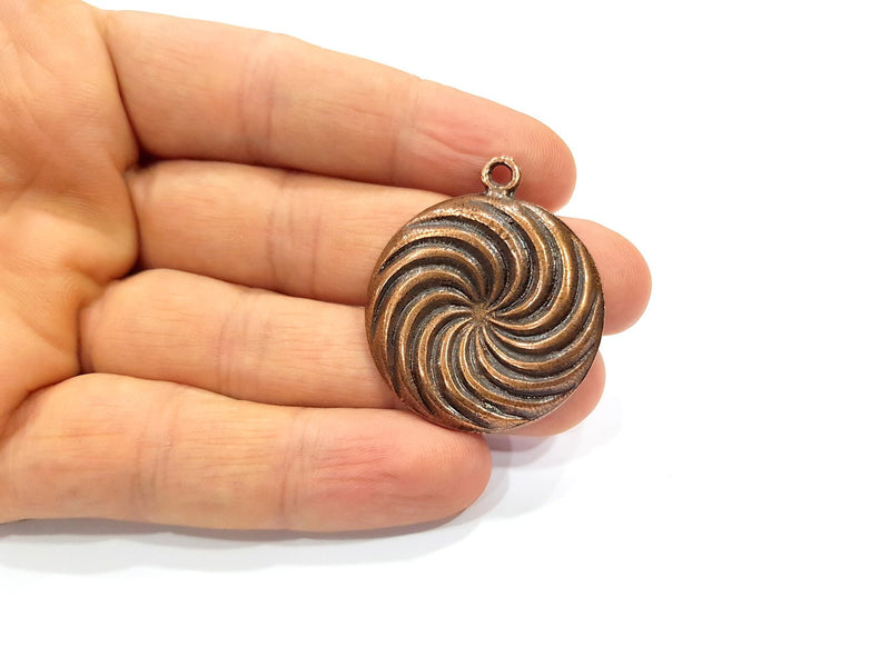 2 Spiral Charm Antique Copper Charm (34mm) G16405