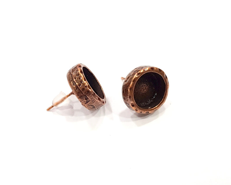 Earring Blank Backs Base Settings Copper Resin Blank Cabochon Base inlay Mountings Antique Copper Plated (10mm blank) 1 Pair G16407
