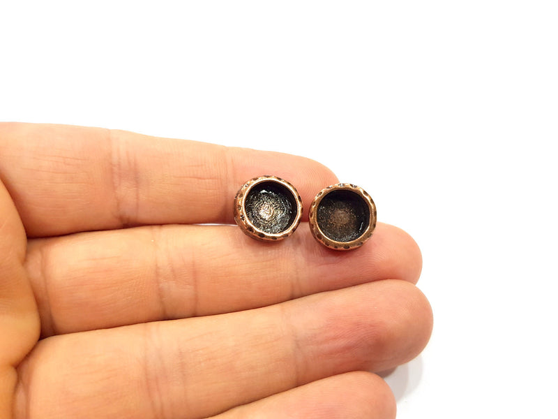 Earring Blank Backs Base Settings Copper Resin Blank Cabochon Base inlay Mountings Antique Copper Plated (10mm blank) 1 Pair G16407