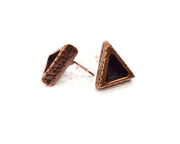 Triangle Earring Blank Backs Base Copper Resin Blank Cabochon Base inlay Mountings Antique Copper Plated (9x8mm) 1 Pair G16408