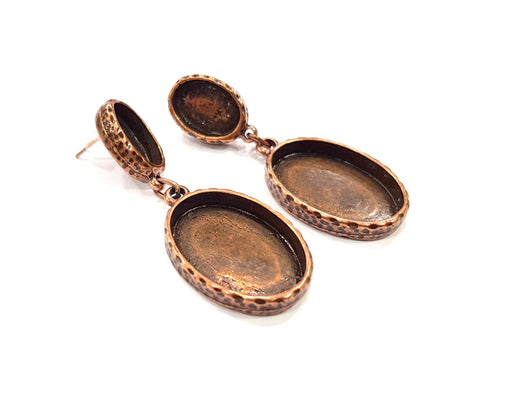 Oval Earring Blank Backs Base Copper Resin Blank Cabochon Base inlay Mountings Antique Copper Plated (14x10+25x18mm) 1 Pair G16409