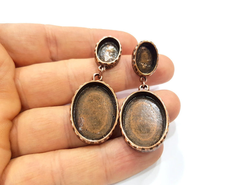 Oval Earring Blank Backs Base Copper Resin Blank Cabochon Base inlay Mountings Antique Copper Plated (14x10+25x18mm) 1 Pair G16409