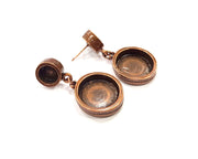 Round Earring Blank Backs Base Copper Resin Blank Cabochon Base inlay Mountings Antique Copper Plated (8mm+16mm) 1 Pair G16411