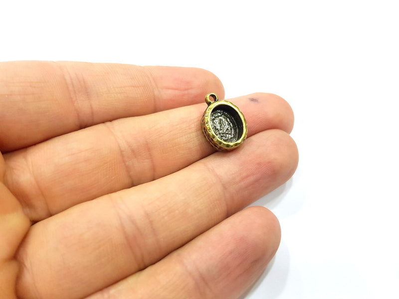 4 Hammered Base Resin Base Pendant Blank inlay Blank Mosaic Blank Bezel Setting Mountings Antique Bronze Plated Metal (10x8mm blank) G16412