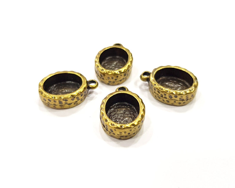 4 Hammered Base Resin Base Pendant Blank inlay Blank Mosaic Blank Bezel Setting Mountings Antique Bronze Plated Metal (10x8mm blank) G16412