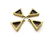 4 Triangle Base Resin Base Pendant Blank inlay Blank Mosaic Blank Bezel Setting Mountings Antique Bronze Plated Metal (9x8mm blank) G16413