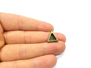 4 Triangle Base Resin Base Pendant Blank inlay Blank Mosaic Blank Bezel Setting Mountings Antique Bronze Plated Metal (9x8mm blank) G16413
