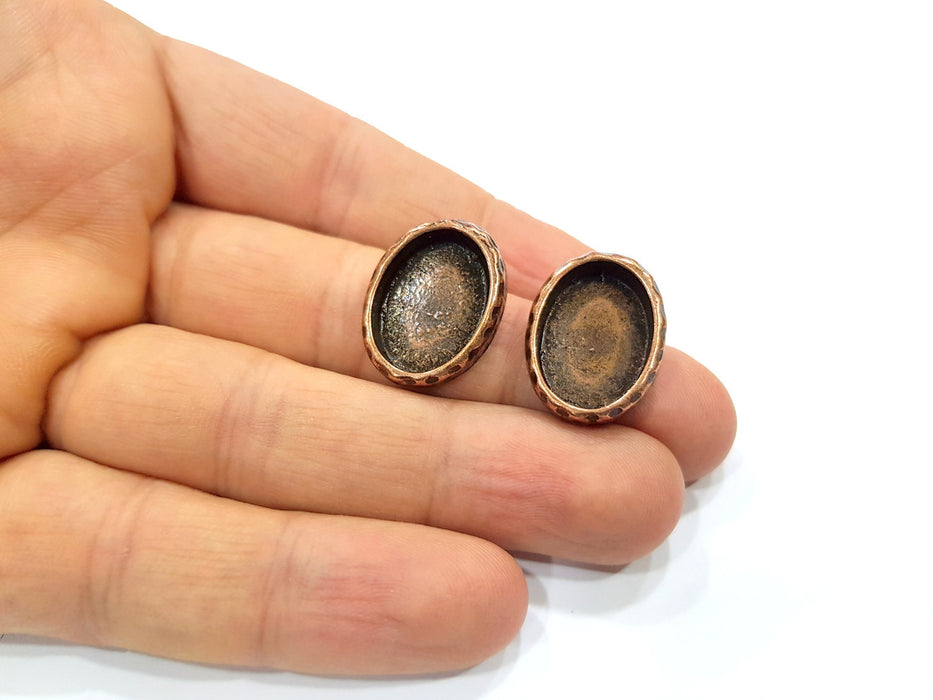 Oval Earring Blank Backs Base Copper Resin Blank Cabochon Base inlay Mountings Antique Copper Plated (18x13mm) 1 Pair G16415