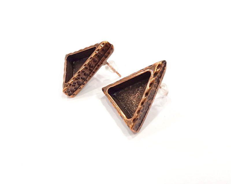 Triangle Earring Blank Backs Base Copper Resin Blank Cabochon Base inlay Mountings Antique Copper Plated (14x13mm) 1 Pair G16418