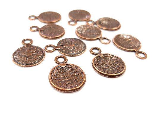 10 Ottoman Coin Charm Antique Copper Charm (22x15mm) G16420
