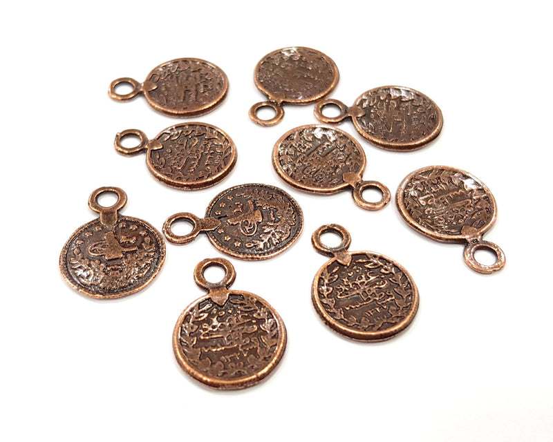 10 Ottoman Coin Charm Antique Copper Charm (22x15mm) G16420