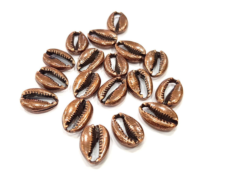 10 Cowrie Shell Charms Antique Copper Charm Antique Copper Plated Metal (13x10mm) G16428