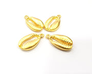 4 Cowrie Shell Charms Gold Charms Gold Plated Shell Charms (23x12mm)  G16436