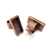 Copper Ring Blank Setting Cabochon Base inlay Ring Backs Mounting Adjustable Ring Base Bezel (25x10mm blank) Antique Copper Plated G15634