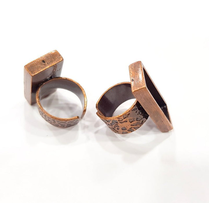 Copper Ring Blank Setting Cabochon Base inlay Ring Backs Mounting Adjustable Ring Base Bezel (25x10mm blank) Antique Copper Plated G15634