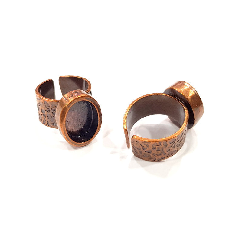 Copper Ring Blank Setting Cabochon Base inlay Ring Backs Mounting Adjustable Ring Base Bezel (14x10mm blank) Antique Copper Plated G15635