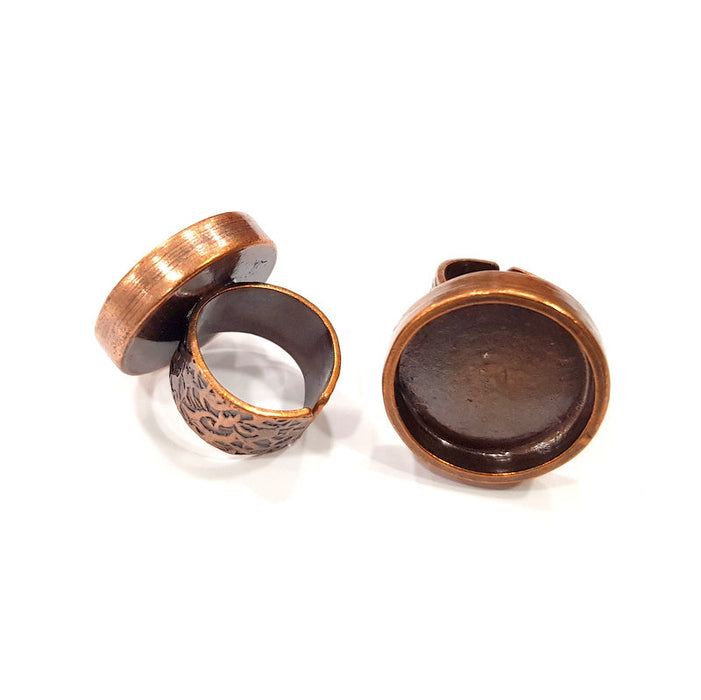 Copper Ring Blank Setting Cabochon Base inlay Ring Backs Mounting Adjustable Ring Base Bezel (20mm blank) Antique Copper Plated G15636