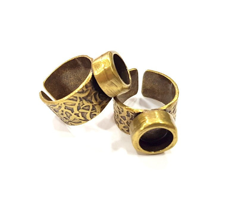 Antique Bronze Ring Blank Setting Cabochon Base inlay Ring Backs Mounting Adjustable Ring Bezel (8mm blank) Antique Bronze Plated G15637
