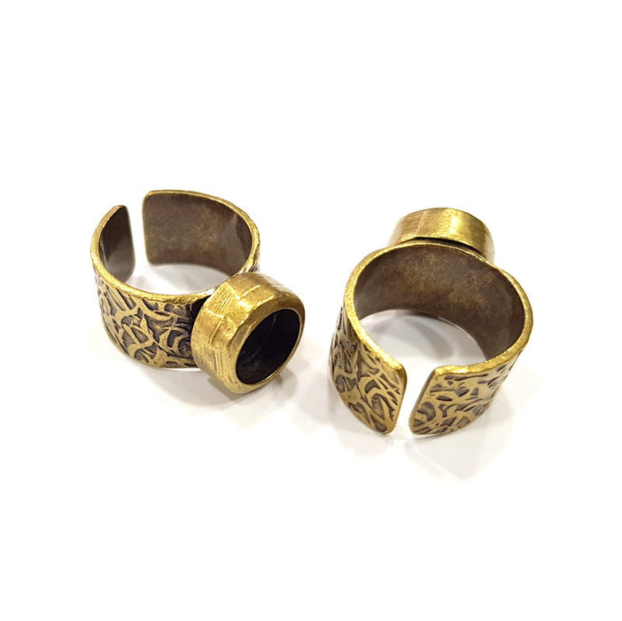 Antique Bronze Ring Blank Setting Cabochon Base inlay Ring Backs Mounting Adjustable Ring Bezel (8mm blank) Antique Bronze Plated G15637