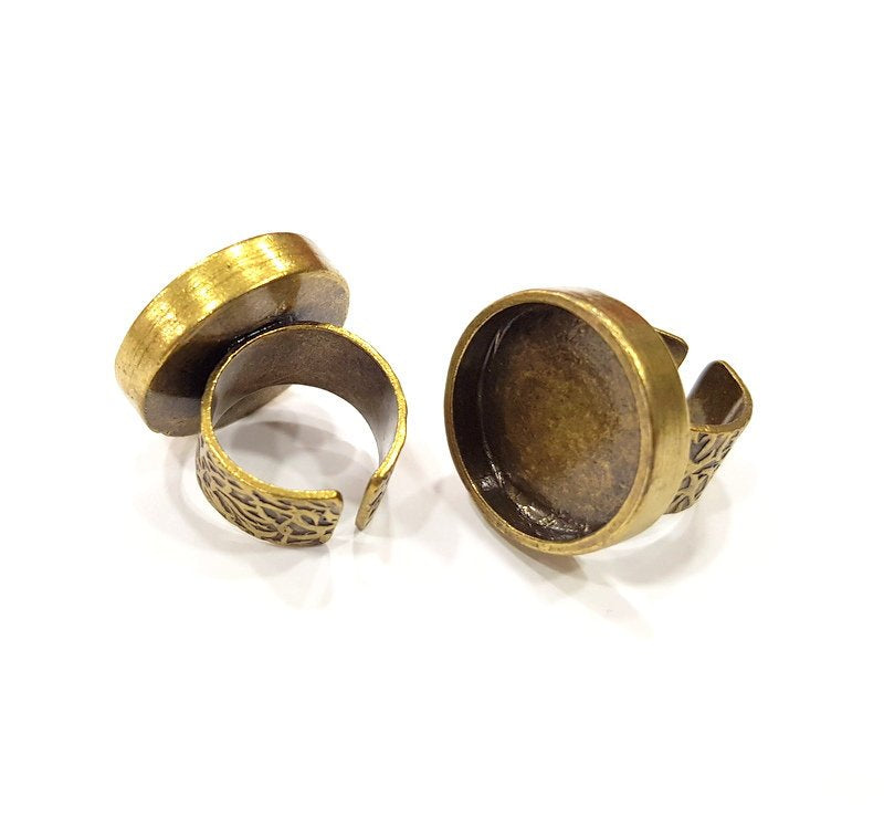 Antique Bronze Ring Blank Setting Cabochon Base inlay Ring Backs Mounting Adjustable Ring Bezel (20mm blank) Antique Bronze Plated G15638